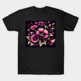 Magenta Floral Illustration T-Shirt